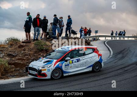 30 Pajari Sami (Fin), Salminen Marko (Fin), Ford Fiesta Rally4, Porvoon Autopalvelu, Aktion während der FIA ERC Rally Islas Canarias 8th, 2021 Runde der FIA European Rally Championship 18, vom 20. Bis 2021. November 2021 in Las Palmas de Gran Canaria, Spanien - Foto Grégory Lenormand / DPPI Stockfoto