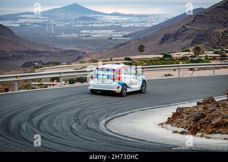 30 Pajari Sami (Fin), Salminen Marko (Fin), Ford Fiesta Rally4, Porvoon Autopalvelu, Aktion während der FIA ERC Rally Islas Canarias 8th, 2021 Runde der FIA European Rally Championship 18, vom 20. Bis 2021. November 2021 in Las Palmas de Gran Canaria, Spanien - Foto Grégory Lenormand / DPPI Stockfoto