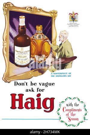 1951 Britische Weihnachtswerbung für Haig Blended Scotch Whisky. Stockfoto