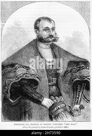 Stich von Friedrich III., Kurfürst von Sachsen, mit dem Nachnamen Friedrich der Weise Stockfoto