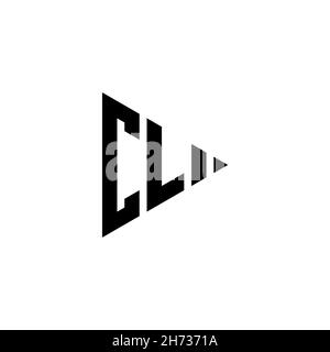 CL Monogram-Logo-Buchstabe mit Dreieck-Play-Button-Form auf isoliertem Hintergrund. Dreieck-Monogramm-Logo, Dreieck spielen Logo Buchstaben. Stock Vektor