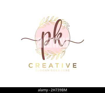 PK feminines Logo. Verwendbar für Natur, Salon, Spa, Kosmetik und Beauty Logos. Flaches Vektor-Logo-Design-Template-Element. Stock Vektor