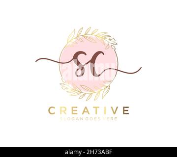 Feminines SC-Logo. Verwendbar für Natur, Salon, Spa, Kosmetik und Beauty Logos. Flaches Vektor-Logo-Design-Template-Element. Stock Vektor