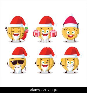 Santa Claus Emoticons mit dalgona Süßigkeiten Quadrat Cartoon-Figur. Vektorgrafik Stock Vektor