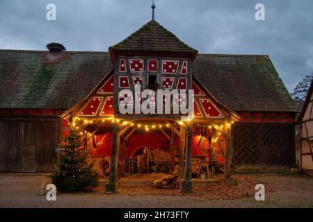 FRANKREICH, HAUT-RHIN (68), UNGERSHEIM, WEIHNACHTEN IM ELSASS ECOMUSEUMPAS D'UTILISATION PUBLICITAIRE SANS ACCORD ECOMUSEE Stockfoto