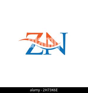 Design-Vektor für ZN-Logo. ZN-Logo mit Swoosh-Schriftzug Stock Vektor
