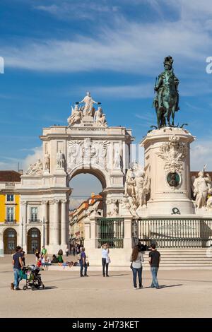 Lissabon, Portugal. Praca do Comercio oder Commerce Square. Es ist auch bekannt als Terreiro do Paco, oder Palace Square nach dem Königspalast, der stand t Stockfoto