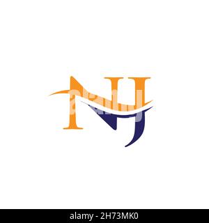 NJ-verknüpftes Logo für Geschäfts- und Firmenidentität. Kreativer Buchstabe NJ Logo-Vektor Stock Vektor