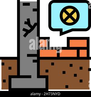 Schwere unterwertige Fundamente Farbe Symbol Vektor Illustration Stock Vektor