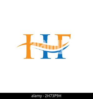 Modernes HF-Logo-Design für Geschäfts- und Firmenidentität. Kreativer HF-Brief mit Luxuskonzept. Stock Vektor