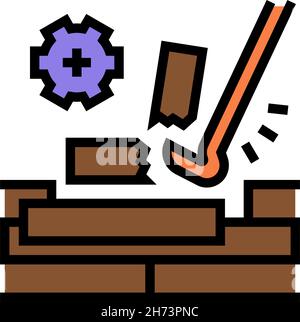 Abbildung des Farbsymbols für die Demontage des Holzbodens Stock Vektor