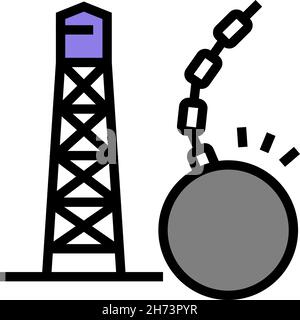 Abbildung des Farbsymbols für Turmabrisse Stock Vektor
