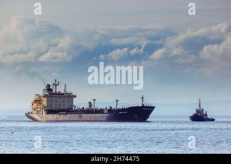 Der Chemietanker Maersk Brigit fährt in die Docks von Bristol Stockfoto