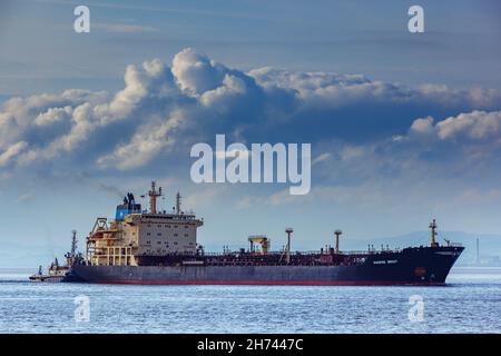 Der Chemietanker Maersk Brigit fährt in die Docks von Bristol Stockfoto