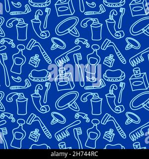 Illustration des nahtlosen Musters der Morgenhygiene-Toilette Stock Vektor