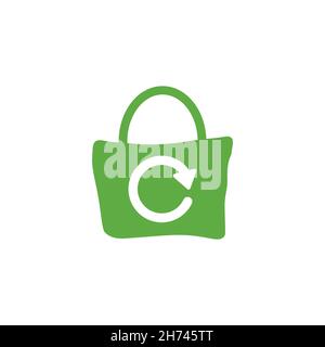 Eco Bag Icon in flacher Optik. Ecobag Vektorgrafik auf weißem, isoliertem Hintergrund. Wiederverwendbares Shopper Sign Geschäftskonzept. Stock Vektor