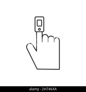 Pulsoximeter Finger Gerät Umriss Vektor-Symbol isoliert auf weißem Hintergrund Stock Vektor