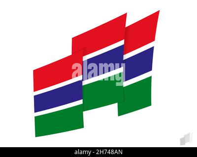 Gambia-Flagge im abstrakten Rissdesign. Modernes Design der Gambia-Flagge. Vektorsymbol. Stock Vektor