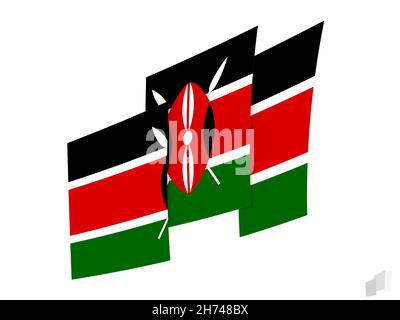 Kenya-Flagge im abstrakten zerrissenen Design. Modernes Design der Kenya Flagge. Vektorsymbol. Stock Vektor