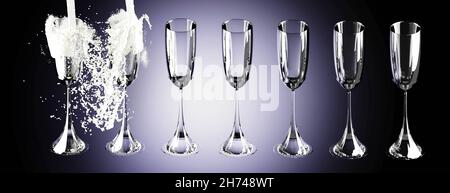 Sektglas mit funkelnden Blasen Stockfoto
