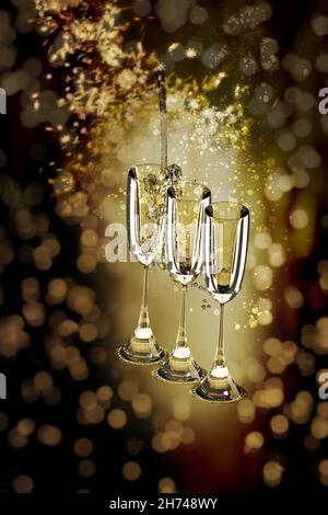 Sektglas mit funkelnden Blasen Stockfoto