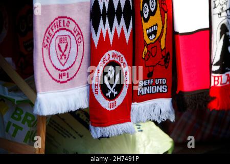 Sheffield, Großbritannien. 20th. November 2021. Ein Sheffield United Fanschal in Sheffield, Großbritannien am 11/20/2021. (Foto von Ben Early/News Images/Sipa USA) Quelle: SIPA USA/Alamy Live News Stockfoto