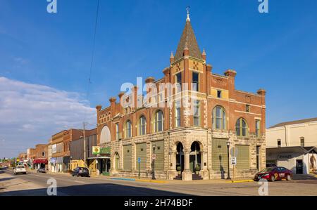 Fairfield, Illinois, USA - 1. Oktober 2021: The Old Business District an der Main Street Stockfoto