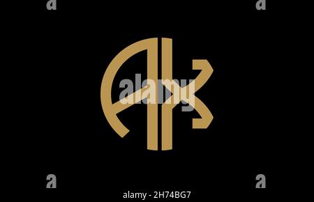 Vorlage für das Monogramm-Vektor-Logo mit Buchstabe AX oder XA in runder Form Stock Vektor