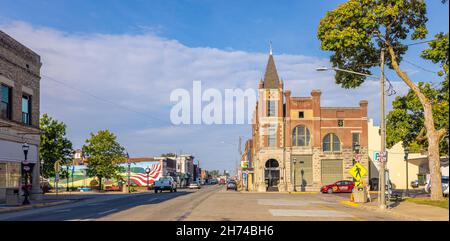 Fairfield, Illinois, USA - 1. Oktober 2021: The Old Business District an der Main Street Stockfoto