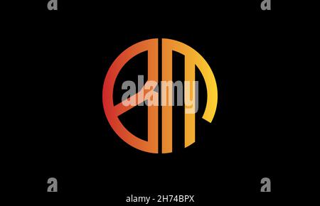 Vorlage für das Monogramm-Vektor-Logo mit Buchstabe BM oder MB in runder Form Stock Vektor
