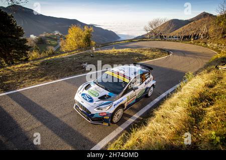 Monza, Italien. 20th. November 2021. 22 Huttunen Jari (FIN), Lukka Mikko (FIN), M-Sport Ford World Rally Team, Ford Fiesta Mk II, Aktion während der ACI Rally Monza, 12th Lauf der FIA WRC 2021, FIA World Rally Championship, vom 18. Bis 21. November 2021 in Monza, Italien - Foto: Nikos Katikis/DPPI/LiveMedia Kredit: Independent Photo Agency/Alamy Live News Stockfoto