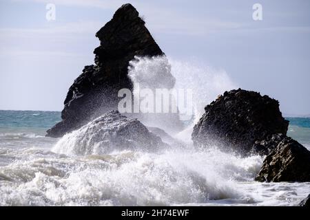 Playa del Molino de Papel, Nerja, Maro, Malaga, Spanien, Europa Stockfoto