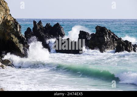 Playa del Molino de Papel, Nerja, Maro, Malaga, Spanien, Europa Stockfoto