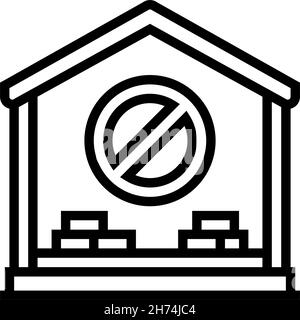 Innenhaus Abriss Linie Symbol Vektor Illustration Stock Vektor