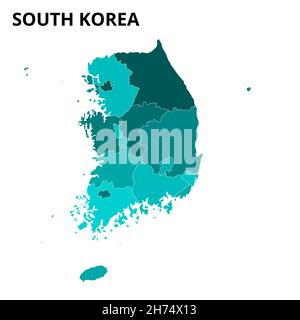 Karte von Südkorea. Südkorea-Karte. Südkoreanische Provinzen. Vektor eps 10 Stock Vektor