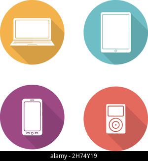 Symbole im flachen Design der Unterhaltungselektronik Stock Vektor