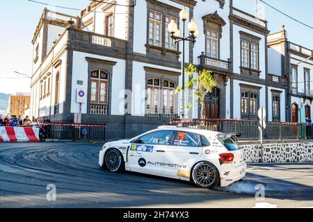 Kanarische Inseln, Spanien. 20th. November 2021. 19 Chwist Daniel (Pol), Heller Kamil (Pol), Volkswagen Polo GTI R5, Rallytechnologie, Aktion während der FIA ERC Rally Islas Canarias 8th, 2021 Runde der FIA European Rally Championship 18, vom 20. Bis 2021. November 2021 in Las Palmas de Gran Canaria, Spanien - Foto Grégory Lenormand / DPPI Credit: DPPI Media/Alamy Live News Stockfoto