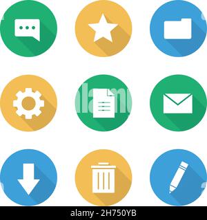 Set mit digitalen Symbolen in flachem Design Stock Vektor