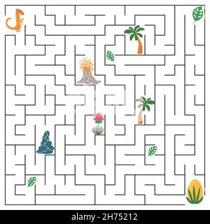 Hilf Dinosauriern, den Weg zum Nest zu finden. Labyrinth. Labyrinth-Spiel für Kinder. Stock Vektor