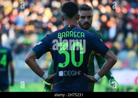 Frosinone, Italien. 20th. November 2021. Antonio Barreca von US Lecce während des italienischen Fußballspiels der Serie B 2021/22 zwischen Frosinone Calcio und US Lecce im Benito Stirpe Stadion in Frosinone, Italien am 20th. November 2021 Quelle: Independent Photo Agency/Alamy Live News Stockfoto