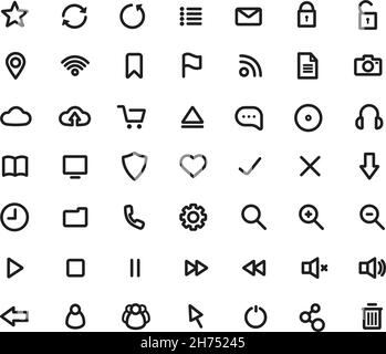 Dicker Strichsatz für digitale Multimedia-Anwendungen eingestellt Stock Vektor