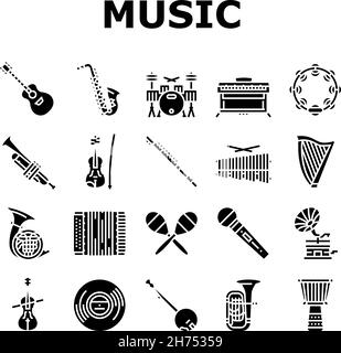 Musikinstrumente Performance Icons Set Vector Stock Vektor