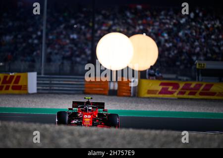 55 SAINZ Carlos (Spa), Scuderia Ferrari SF21, Aktion während des Formel 1 Ooredoo Qatar Grand Prix 2021, 20th Lauf der FIA Formel 1 Weltmeisterschaft 2021 vom 19. Bis 21. November 2021 auf dem Losail International Circuit, in Lusail, Katar - Foto: Florent Gooden/DPPI/LiveMedia Stockfoto