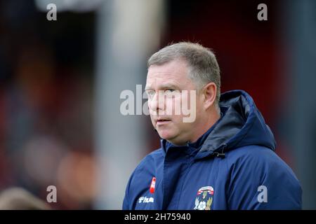 Sheffield, Großbritannien. 20th. November 2021. Mark Robins Manager von Coventry City in Sheffield, Großbritannien am 11/20/2021. (Foto von Ben Early/News Images/Sipa USA) Quelle: SIPA USA/Alamy Live News Stockfoto