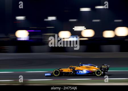 04 NORRIS Lando (gbr), McLaren MCL35M, Aktion während des Formel 1 Ooredoo Qatar Grand Prix 2021, 20th Lauf der FIA Formel 1 Weltmeisterschaft 2021 vom 19. Bis 21. November 2021 auf dem Losail International Circuit, in Lusail, Katar - Foto: Dppi/DPPI/LiveMedia Stockfoto