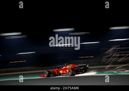 55 SAINZ Carlos (Spa), Scuderia Ferrari SF21, Aktion während des Formel 1 Ooredoo Qatar Grand Prix 2021, 20th Lauf der FIA Formel 1 Weltmeisterschaft 2021 vom 19. Bis 21. November 2021 auf dem Losail International Circuit, in Lusail, Katar - Foto: Dppi/DPPI/LiveMedia Stockfoto