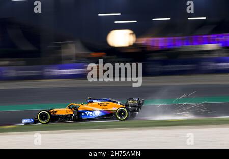 04 NORRIS Lando (gbr), McLaren MCL35M, Aktion während des Formel 1 Ooredoo Qatar Grand Prix 2021, 20th Lauf der FIA Formel 1 Weltmeisterschaft 2021 vom 19. Bis 21. November 2021 auf dem Losail International Circuit, in Lusail, Katar - Foto: Dppi/DPPI/LiveMedia Stockfoto