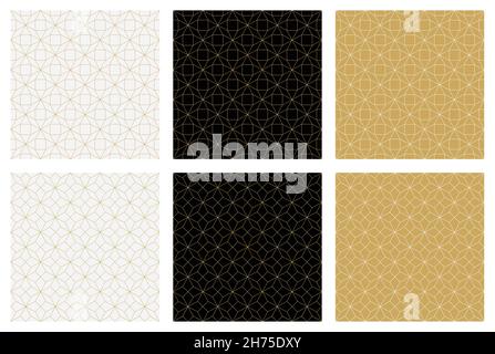 Nahtloses Muster. Abstrakter Stern weihnachten Hintergrundkarte. Elegante goldene Linien. Stock Vektor