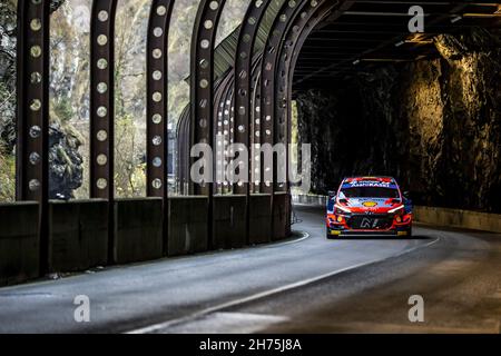 06 Sordo Dani (Spa), Carrera Candido (Spa), Hyundai Shell Mobis World Rally Team, Hyundai i20 Coupe WRC, Aktion während der ACI Rally Monza, 12. Lauf der FIA WRC 2021, FIA World Rally Championship, vom 18. Bis 21. November 2021 in Monza, Italien - Foto: Nikos Katikis/DPPI/LiveMedia Stockfoto