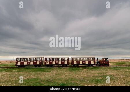 Die East Hayling Light Railway an der Küste von Hayling Island. Stockfoto